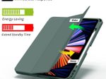 eSTUFF Miami Pencil Case für das iPad Pro 12.9" 2022/2021 - Dark Green PU leather/Clear (Bulk)