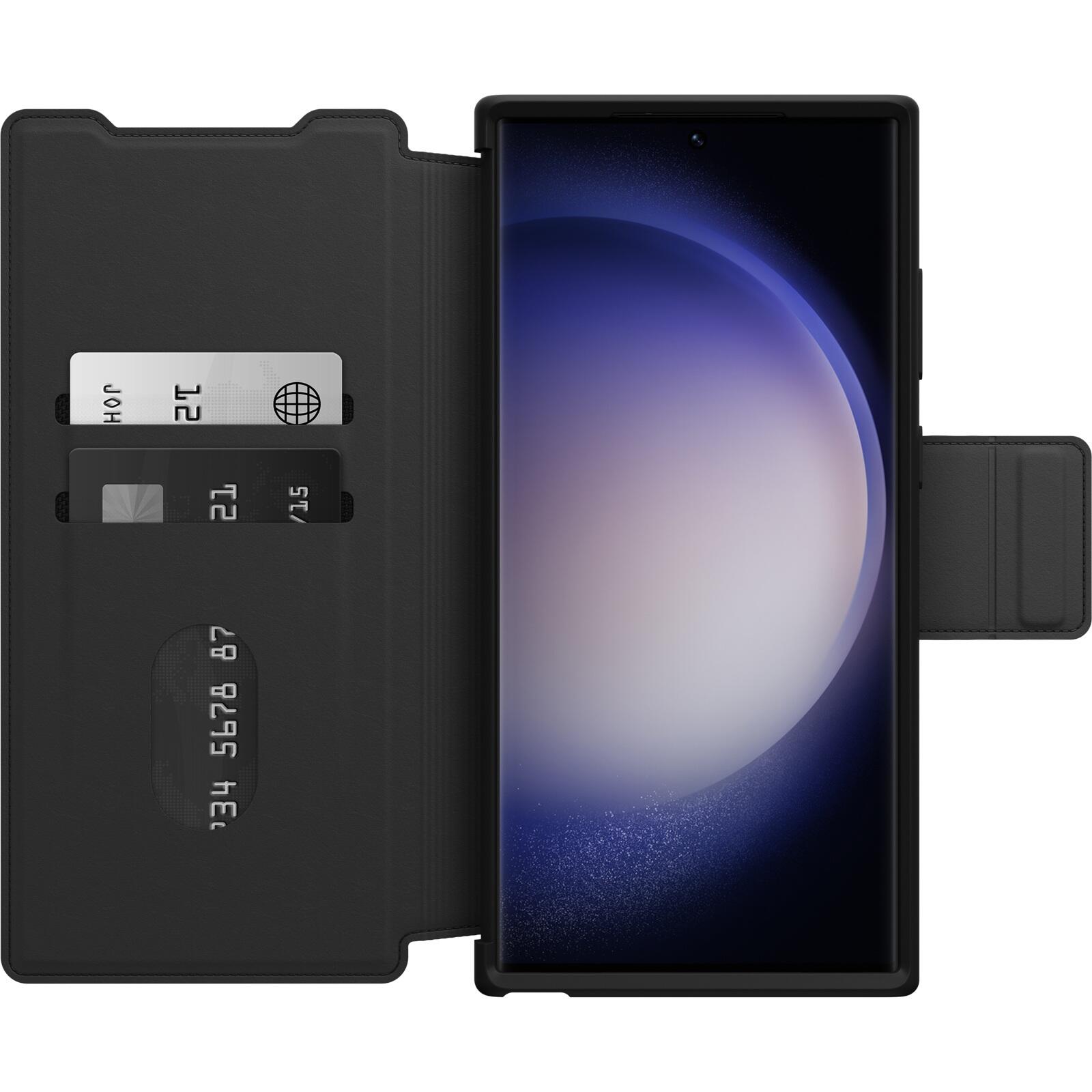 OtterBox Strada Folio Schutzhülle für Samsung Galaxy S23 Ultra (Schwarz) - Bulk/ProPack