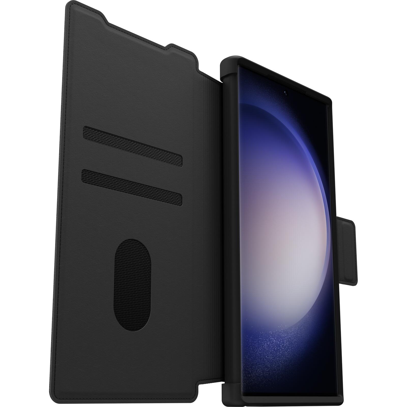 OtterBox Strada Folio Schutzhülle für Samsung Galaxy S23 Ultra (Schwarz) - Bulk/ProPack
