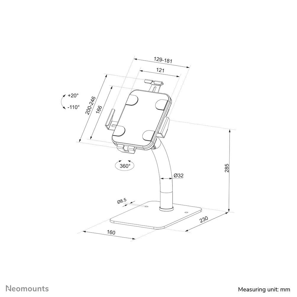 Neomounts DS15-625BL1 neig- und drehbare Tablet-Tischhalter für 7,9-11" Tablets - Schwarz
