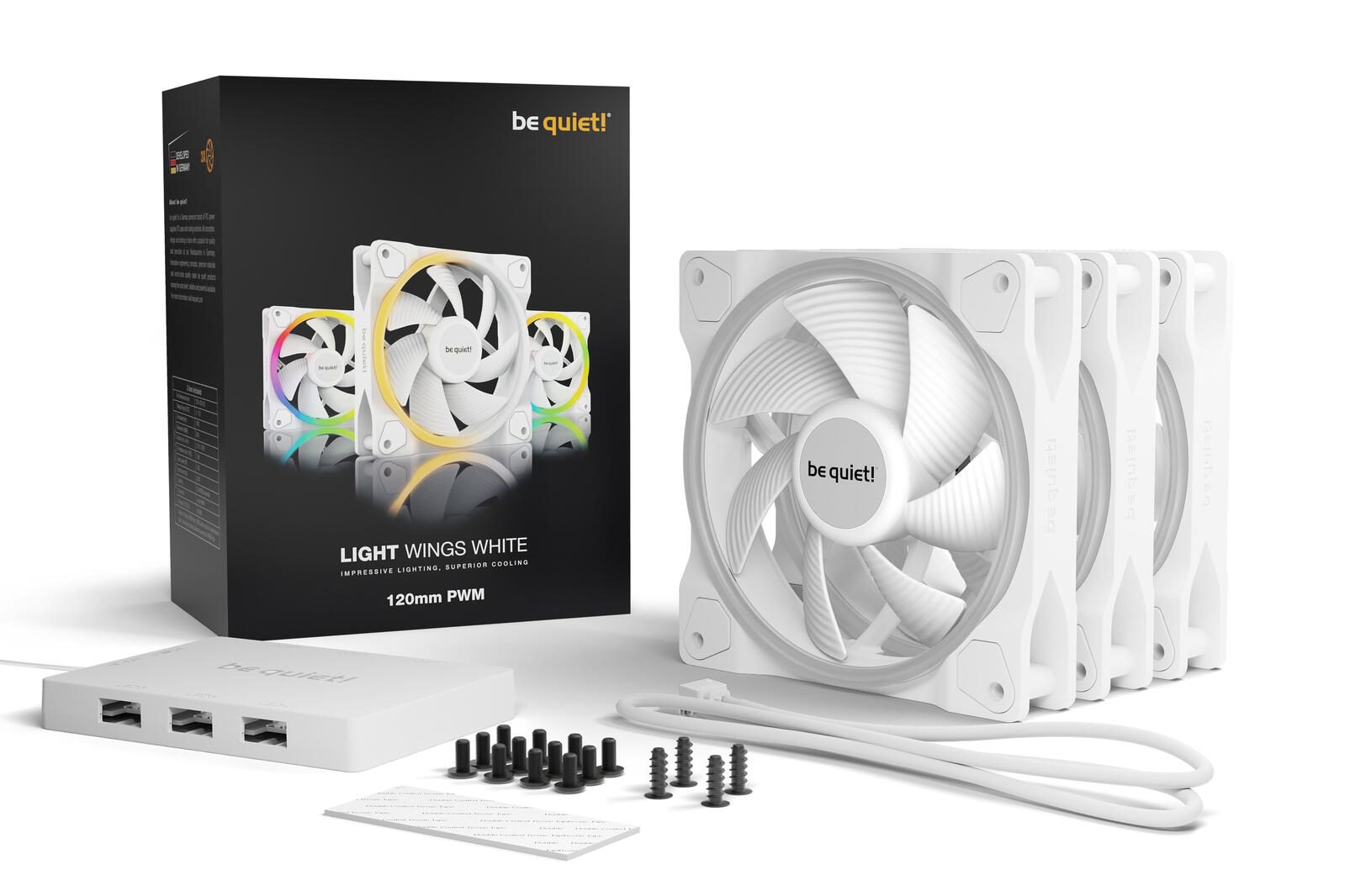 be quiet Lüfter Light Wings White Triple Pack 120mm PWM weiß