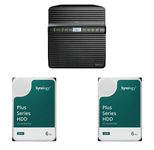 Synology DiskStation DS423 4 Einschübe NAS-Server Leergehäuse + 2x Synology Plus 3.5" SATA HDD Festplatte 6TB (12TB)
