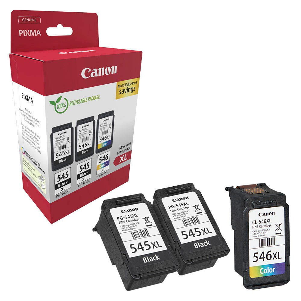 Canon Original PG-545XL + CL-546XL Druckerpatronen Multipack - 2 x schwarz / 1 x farbig (8286B013)