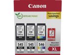 Canon Original PG-545XL + CL-546XL Druckerpatronen Valuepack - 2 x schwarz / 1 x farbig + 50 Blatt Fotopapier (8286B015)