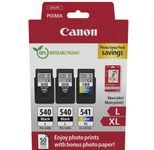 Canon Original PG-540L + CL-541XL Druckerpatronen Valuepack - 2 x schwarz / 1 x farbig + 50 Blatt Fotopapier (5224B015)