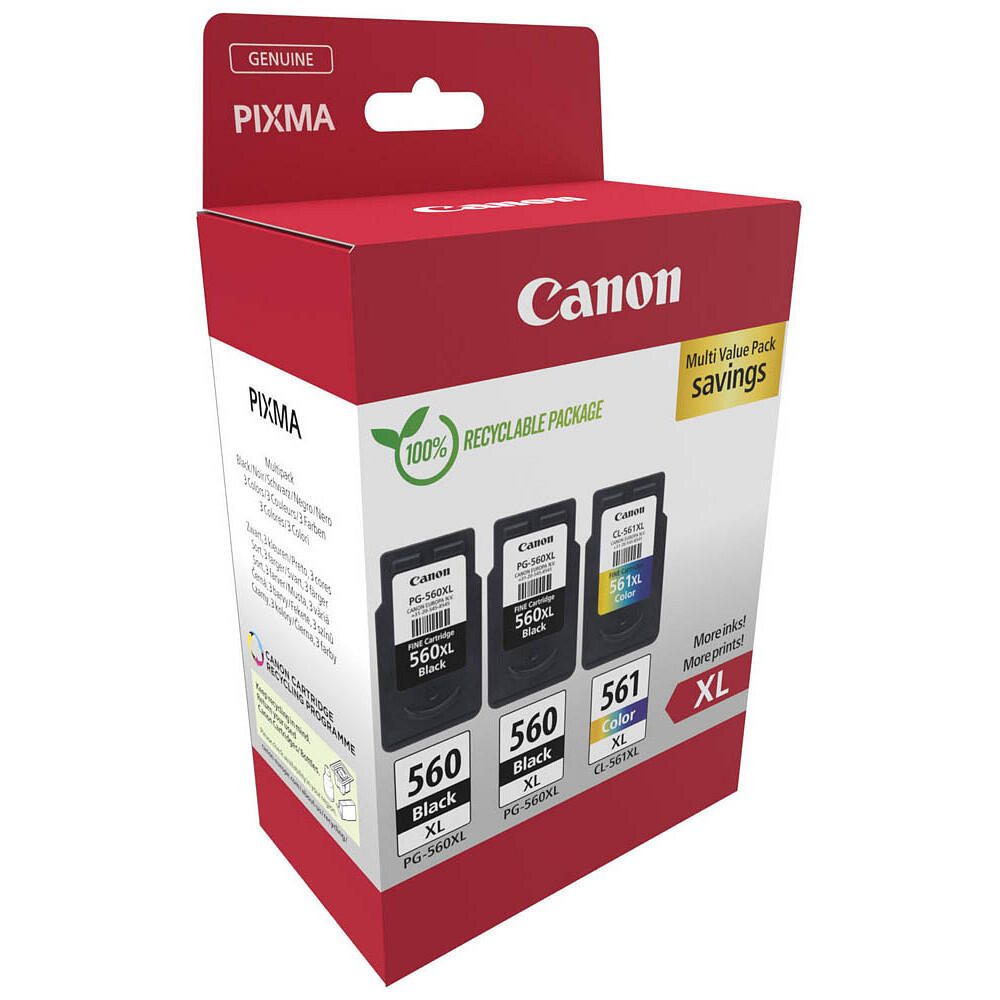 Canon Original PG-560XL + CL-561XL Druckerpatronen Multipack - 2 x schwarz / 1 x farbig (3712C009)