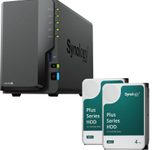 Synology DiskStation DS224+ 2 Einschübe NAS-Server Leergehäuse (DS224+) + 16TB (2x8TB) Synology Plus 3.5" SATA 6Gb/s Festplatten
