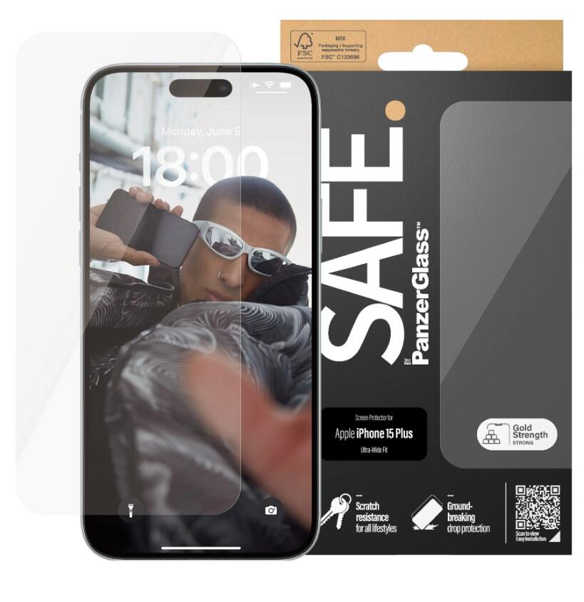 SAFE. by PanzerGlass™ Displayschutz für das Apple iPhone 15 Plus - Ultra-Wide Fit