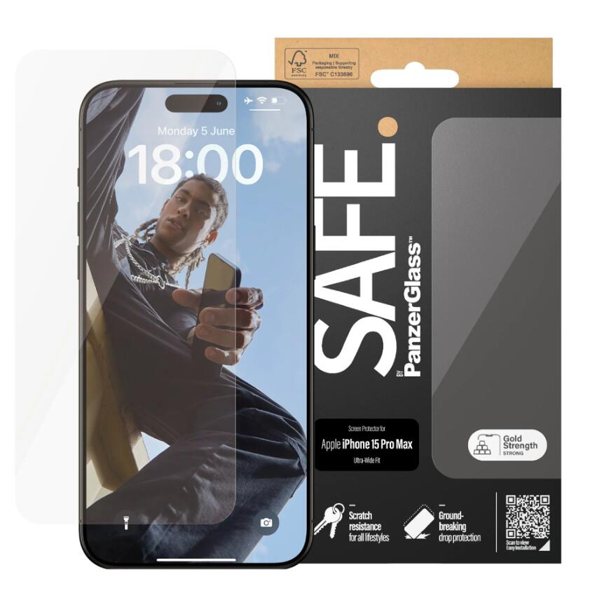 SAFE. by PanzerGlass™ Displayschutz für das Apple iPhone 15 Pro Max - Ultra-Wide Fit