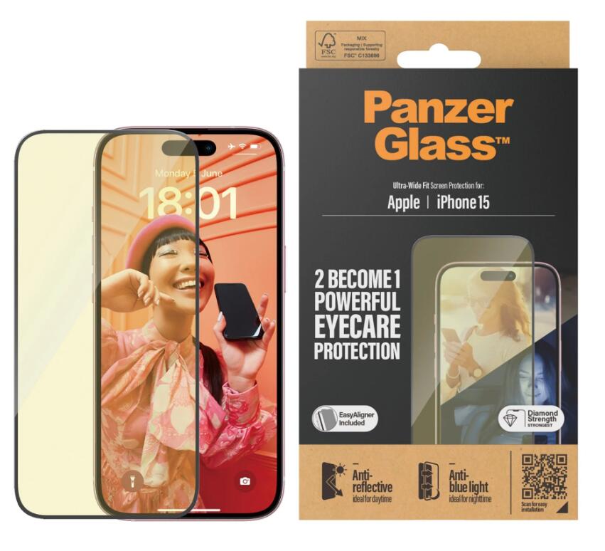 PanzerGlass™ Eyecare Displayschutzfolie für das Apple iPhone 15