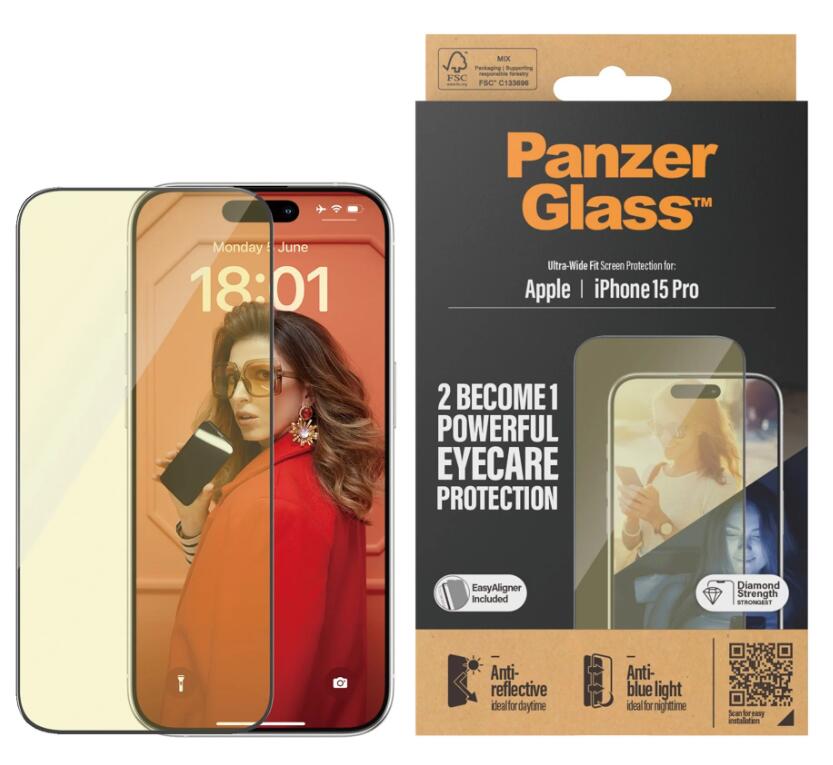 PanzerGlass™ Eyecare Displayschutzfolie für das Apple iPhone 15 Pro