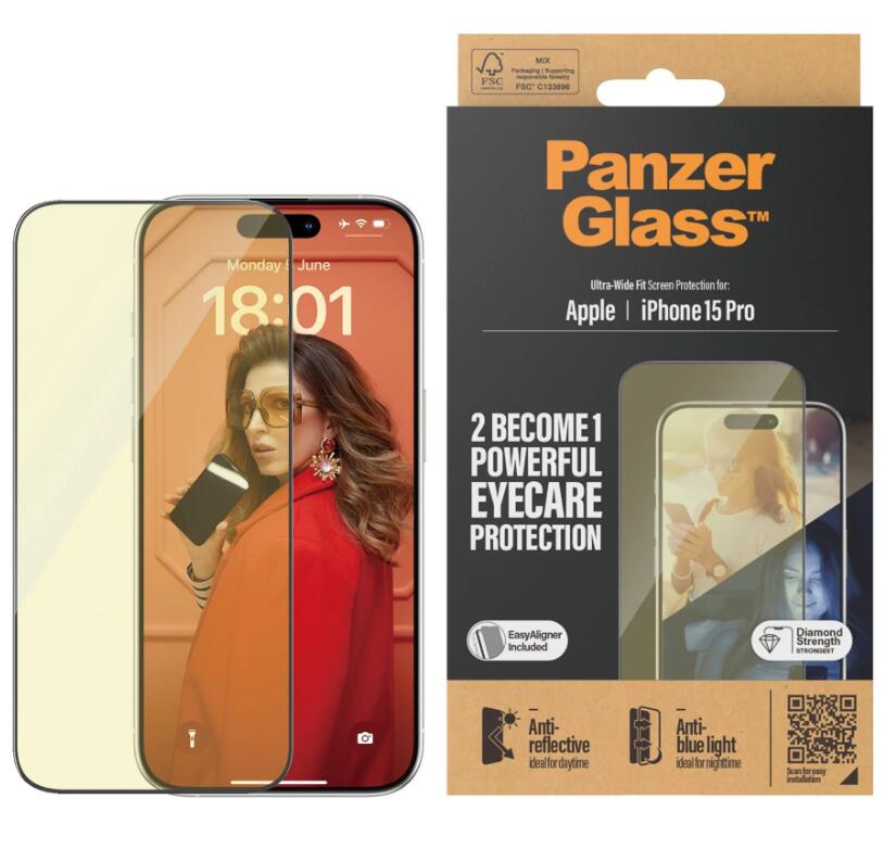 PanzerGlass™ Eyecare Displayschutzfolie für das Apple iPhone 15 Pro Max