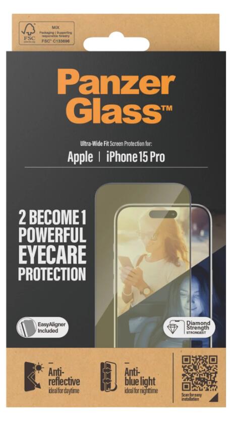 PanzerGlass™ Eyecare Displayschutzfolie für das Apple iPhone 15 Pro Max