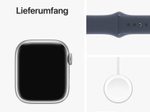 Apple Watch Series 9 (GPS) 41mm Aluminiumgehäuse silber, Sportband sturmblau, S/M