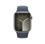 Apple Watch Series 9 (GPS + Cellular) 45mm Edelstahlgehäuse silber, Sportband Sturmblau S/M