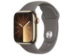 Apple Watch Series 9 (GPS + Cellular) 45mm Edelstahlgehäuse gold, Sportband grau S/M