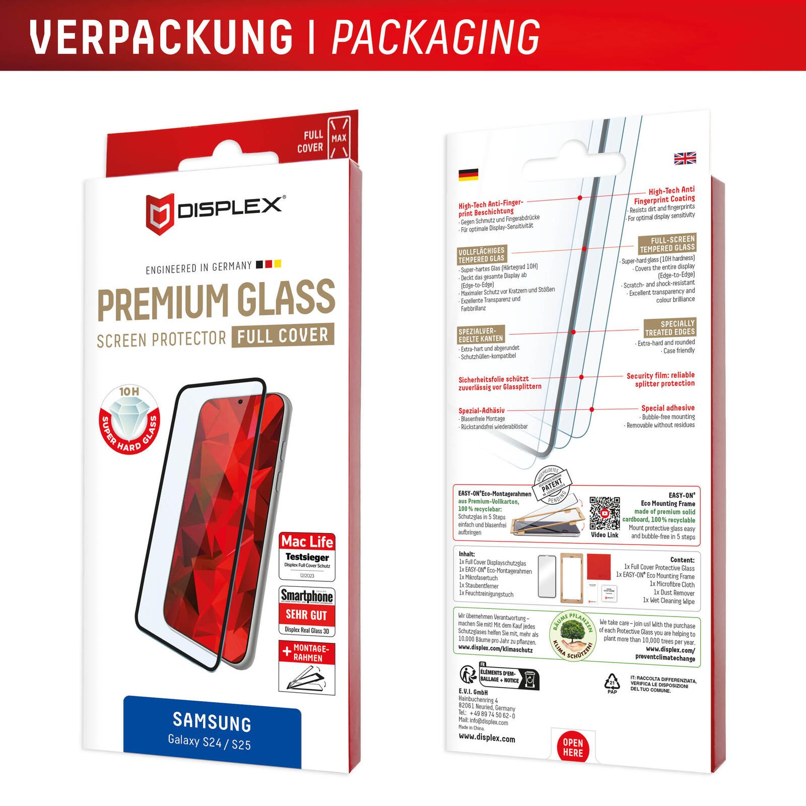 DISPLEX Premium Panzerglas (Full Cover, 10H) für Samsung Galaxy S24/S25