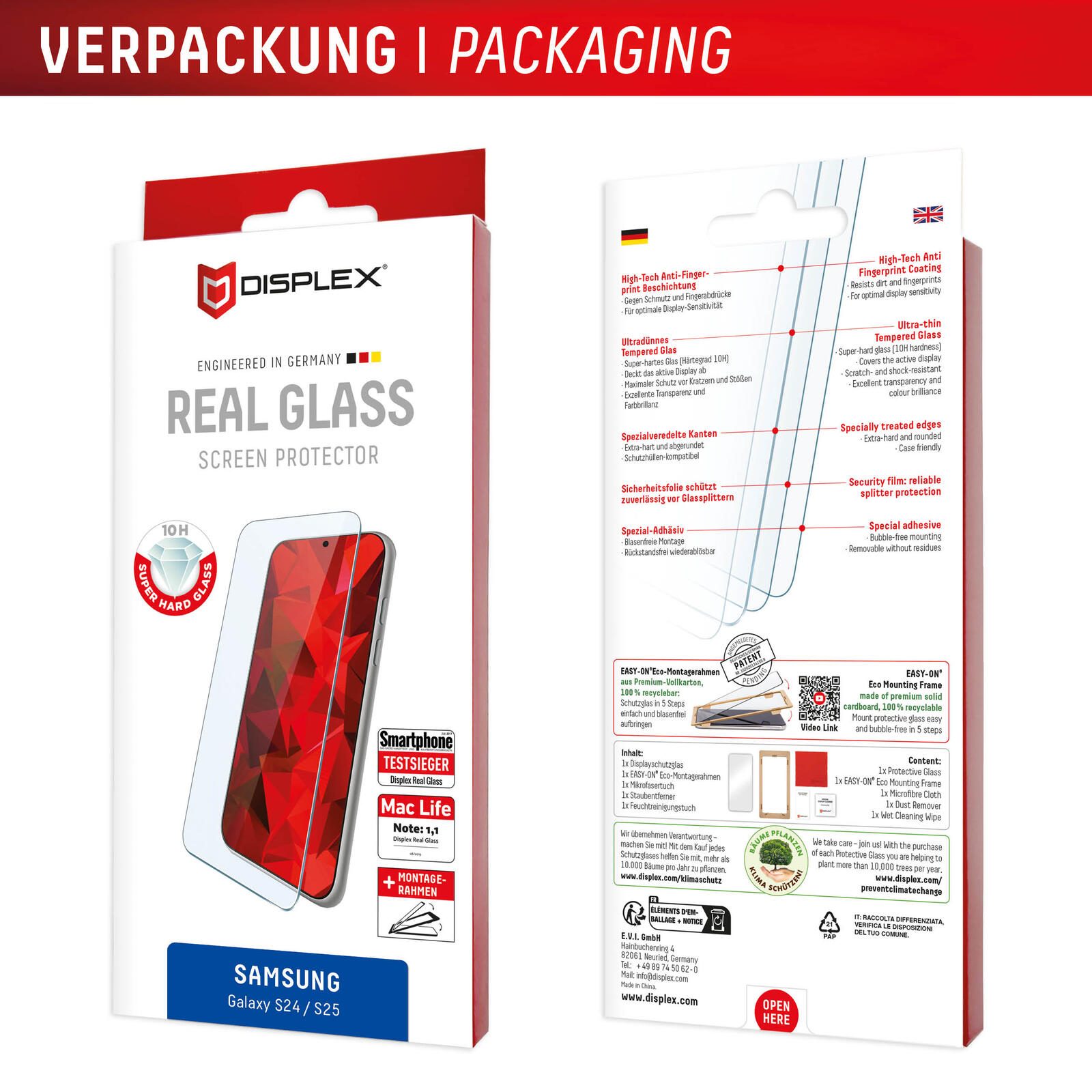 DISPLEX Panzerglas 2D/ Clear (10H) für Samsung Galaxy S24/S25
