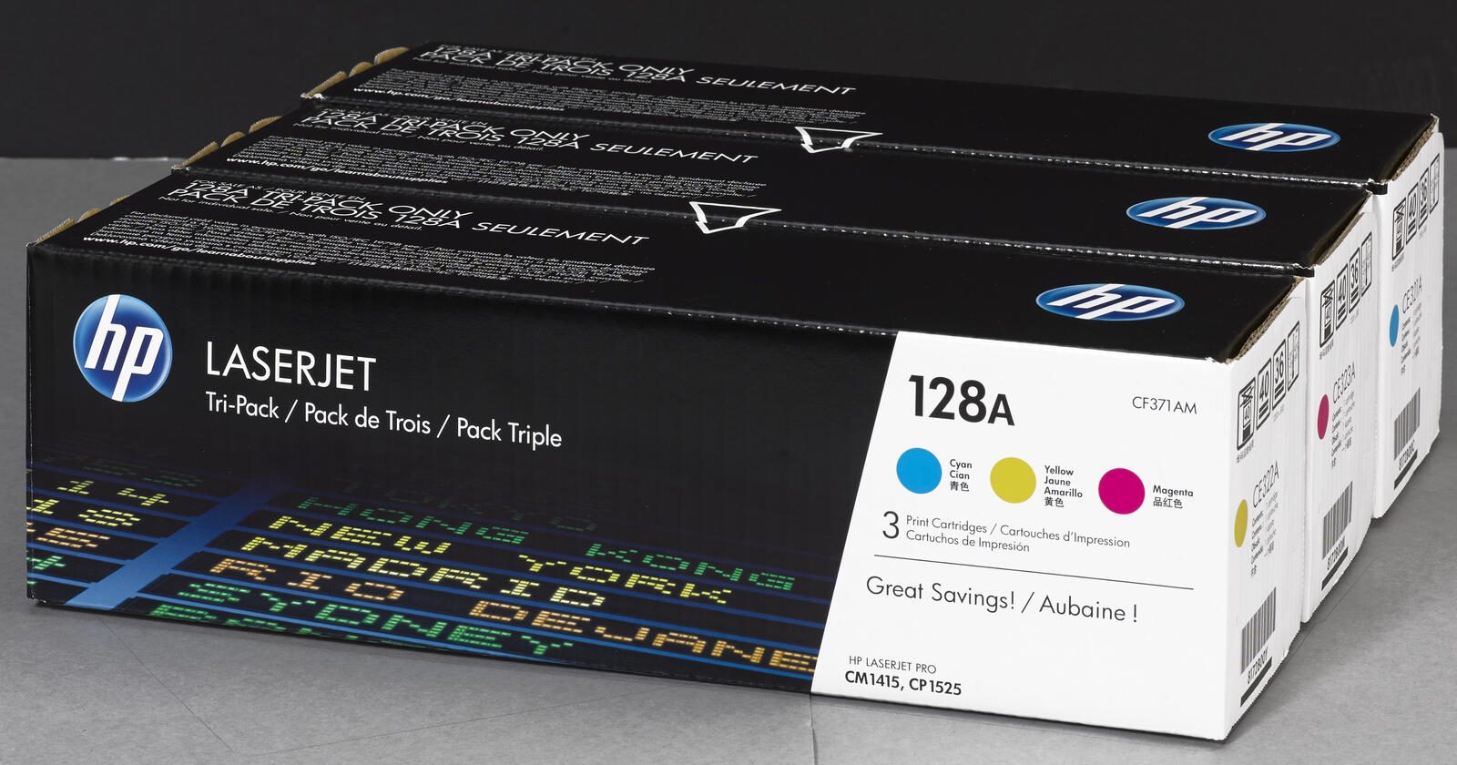 HP Original 128A Toner Tri-Pack cyan, magenta, gelb 1.300 Seiten (CF371AM)