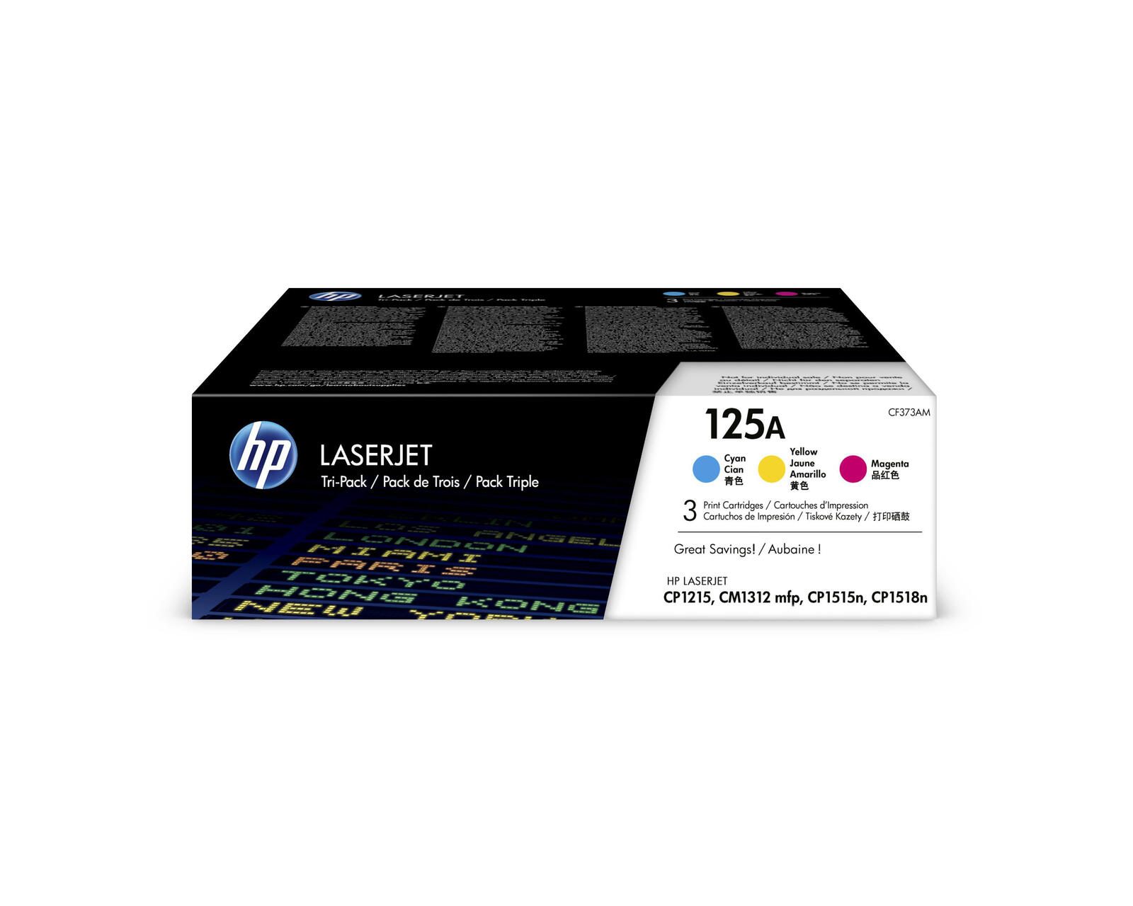 HP Original 125A Toner Tri-Pack cyan, magenta, gelb 1.400 Seiten (CF373AM)