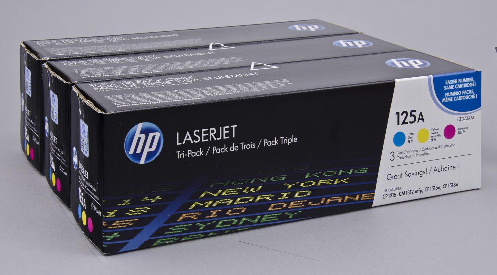 HP Original 125A Toner Tri-Pack cyan, magenta, gelb 1.400 Seiten (CF373AM)