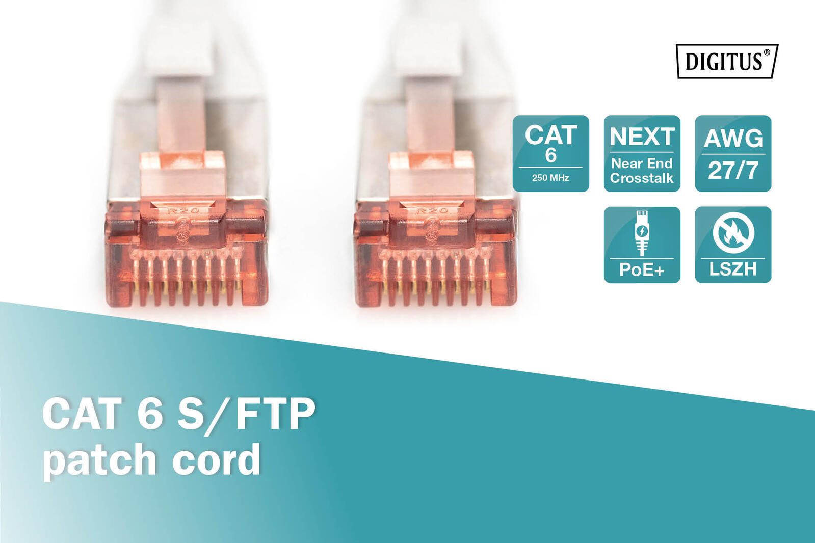 DIGITUS Patch-Kabel RJ-45 (M) zu RJ-45 (M) 20m Kupfer S/FTP Cat 6 grau (DK-1644-200)