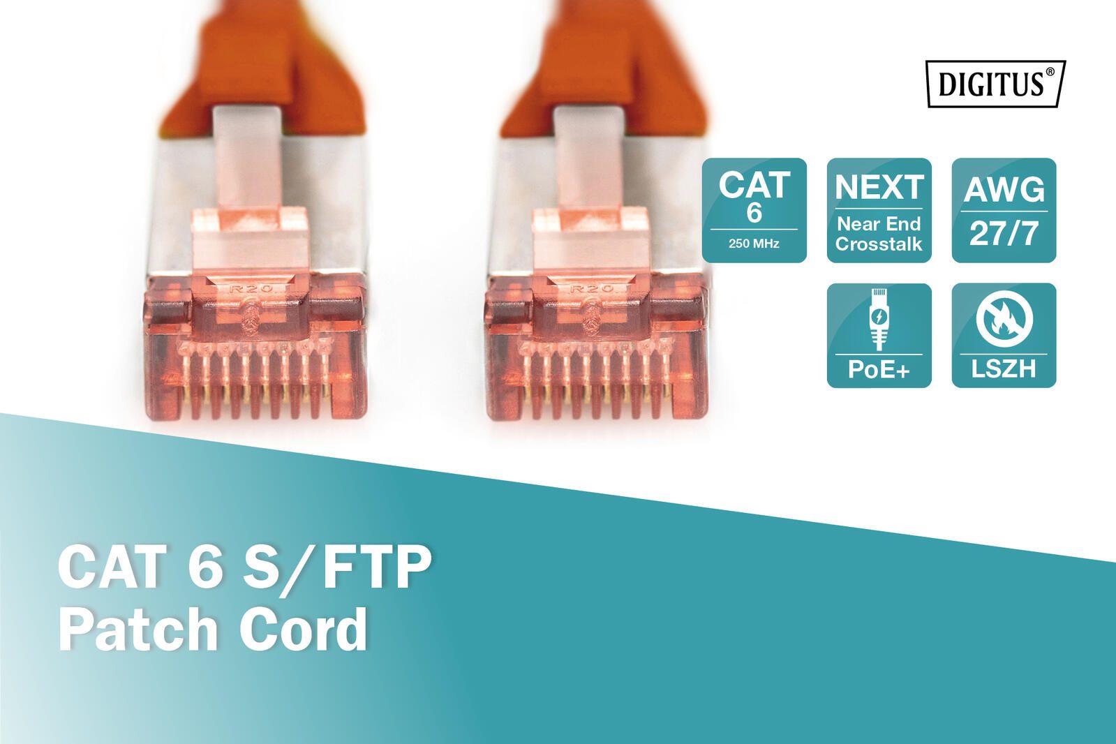 DIGITUS Patch-Kabel RJ-45 (M) zu RJ-45 (M) 1m Kupfer S/FTP Cat 6 rot (DK-1644-010/R)
