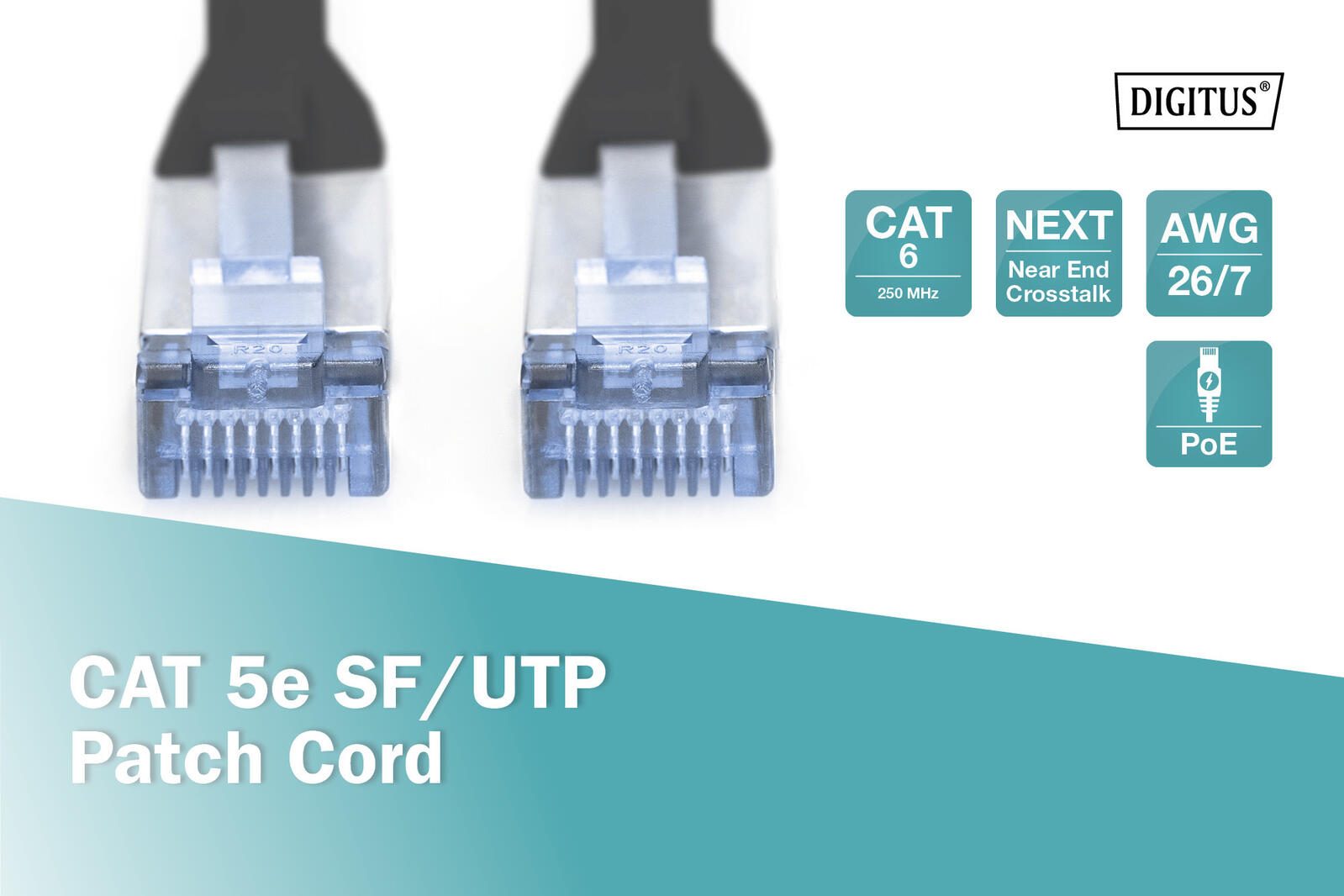 DIGITUS Patch-Kabel RJ-45 (M) zu RJ-45 (M) 2m Kupfer SF/UTP Cat 5e schwarz (DK-1531-020/BL)