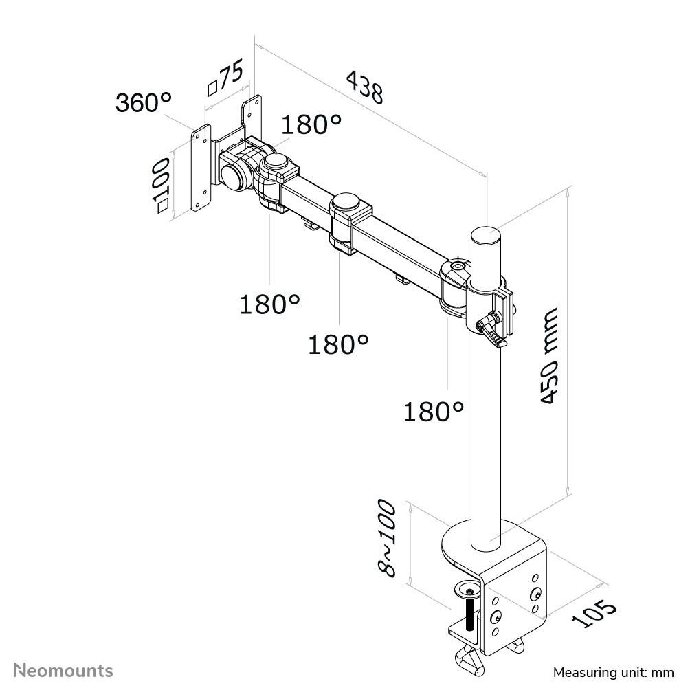 Neomounts FPMA-D960 Tischhalterung für Flachbildschirme bis 30" (76 cm) - Schwarz