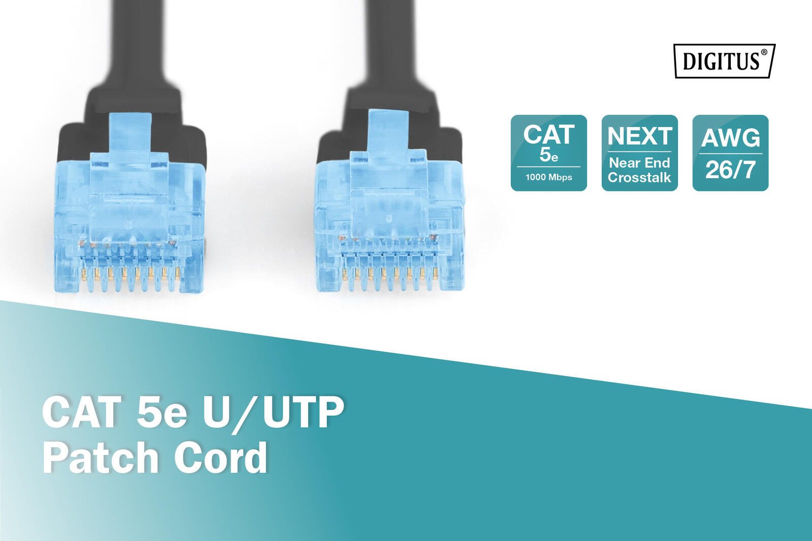 DIGITUS Patch-Kabel RJ-45 (M) zu RJ-45 (M) 1 m CCA U/UTP Cat 5e schwarz (DK-1512-010/BL)