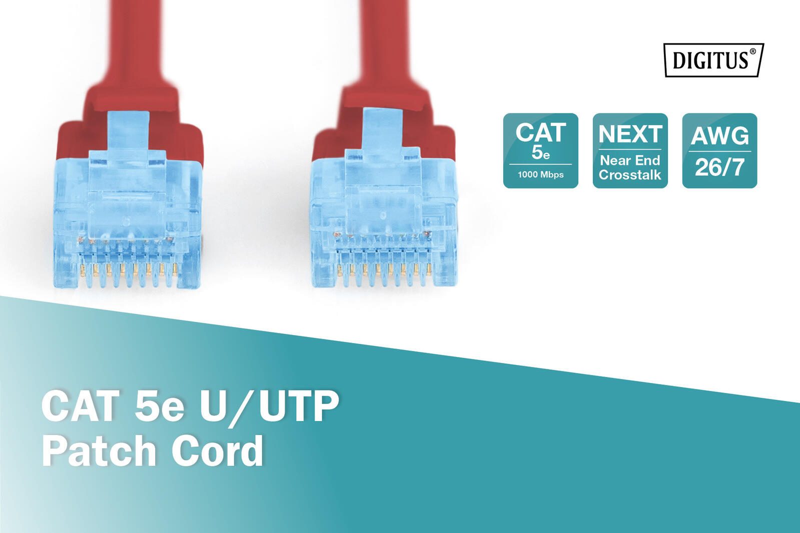 DIGITUS Patch-Kabel RJ-45 (M) zu RJ-45 (M) 3 m CCA U/UTP Cat 5e rot (DK-1512-030/R)