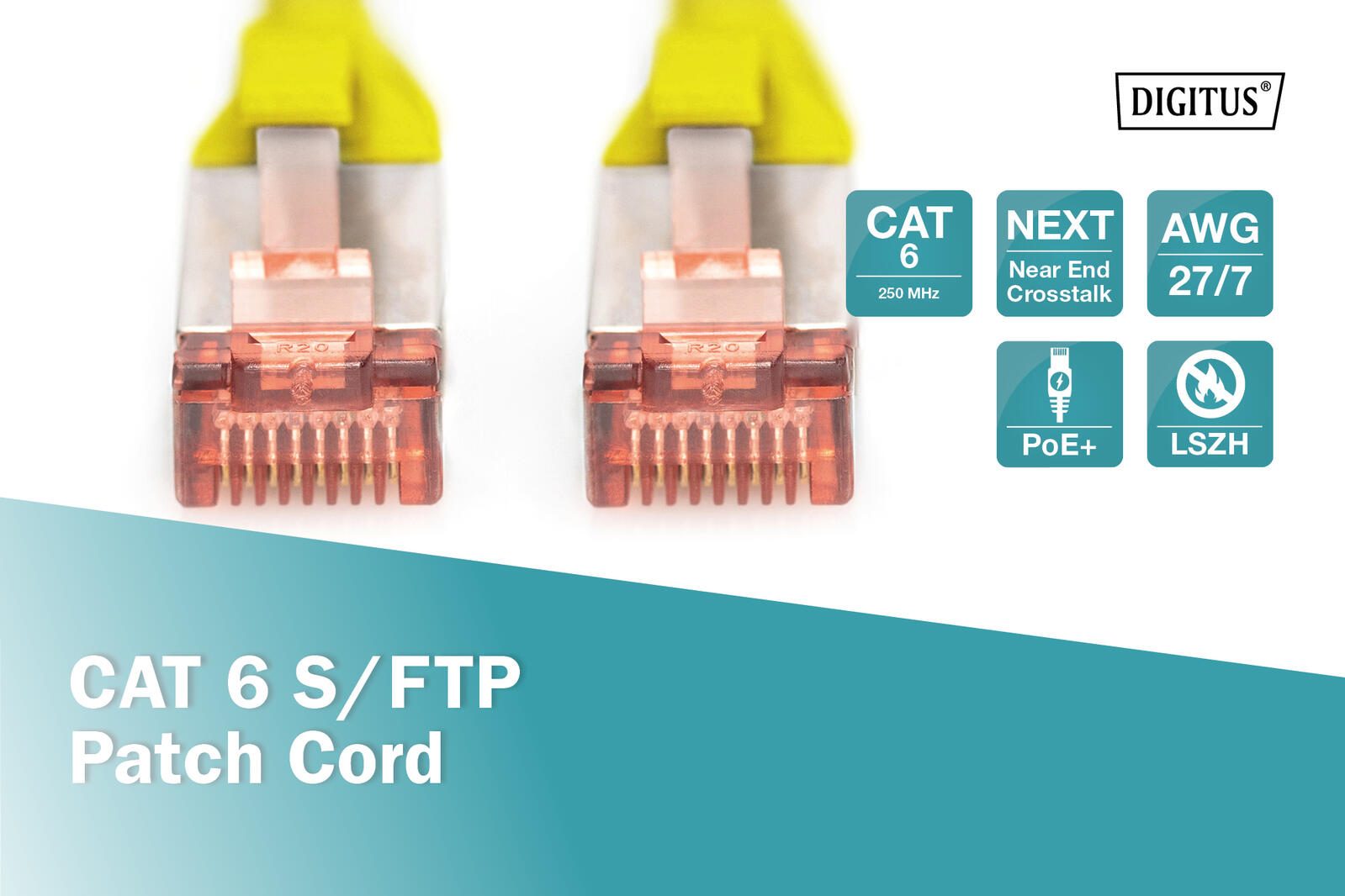 DIGITUS Patch-Kabel RJ-45 (M) zu RJ-45 (M) 1m Kupfer S/FTP Cat 6 gelb (DK-1644-010/Y)