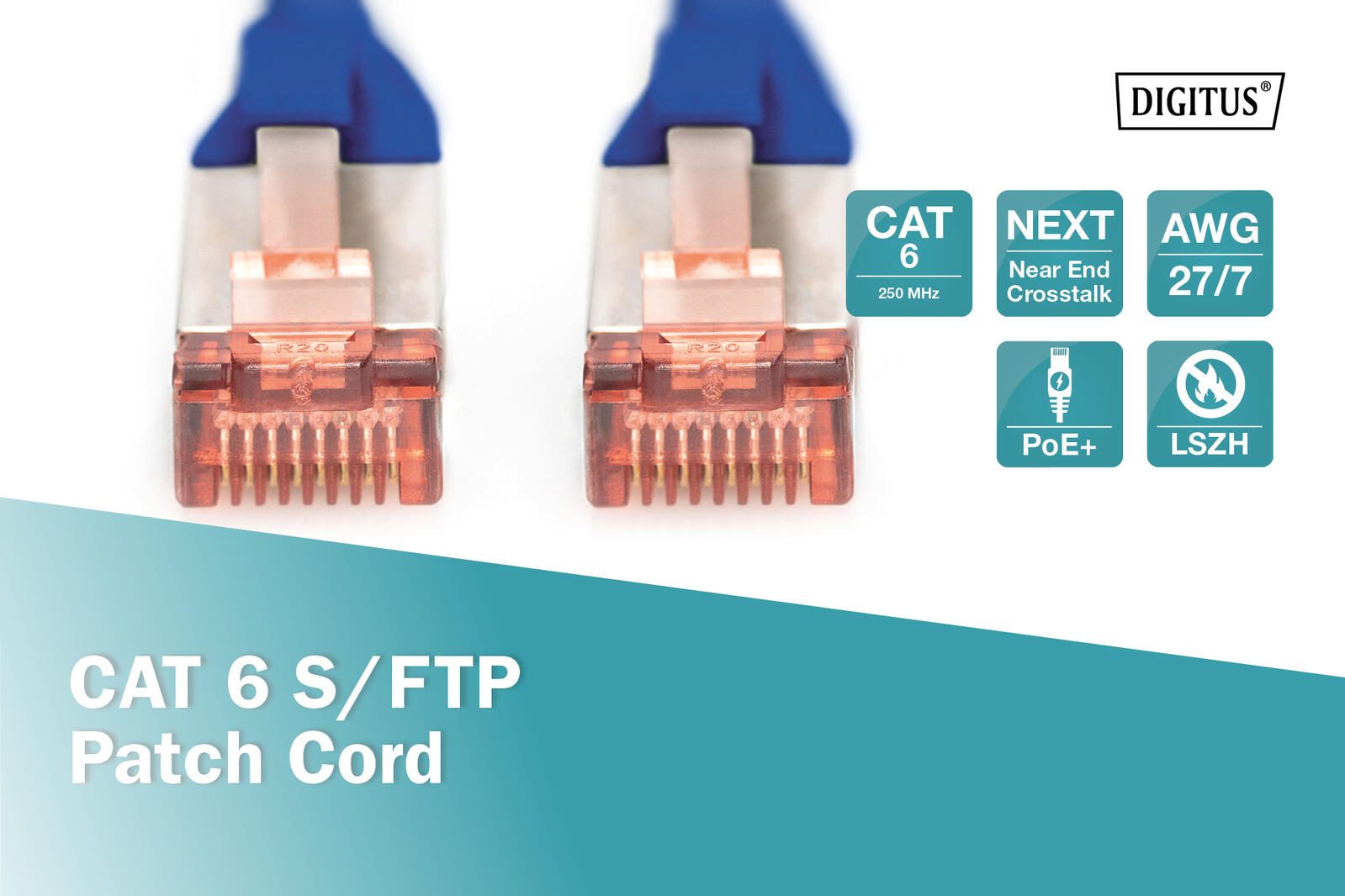 DIGITUS Patch-Kabel RJ-45 (M) zu RJ-45 (M) 1m Kupfer S/FTP Cat 6 blau (DK-1644-010/B)