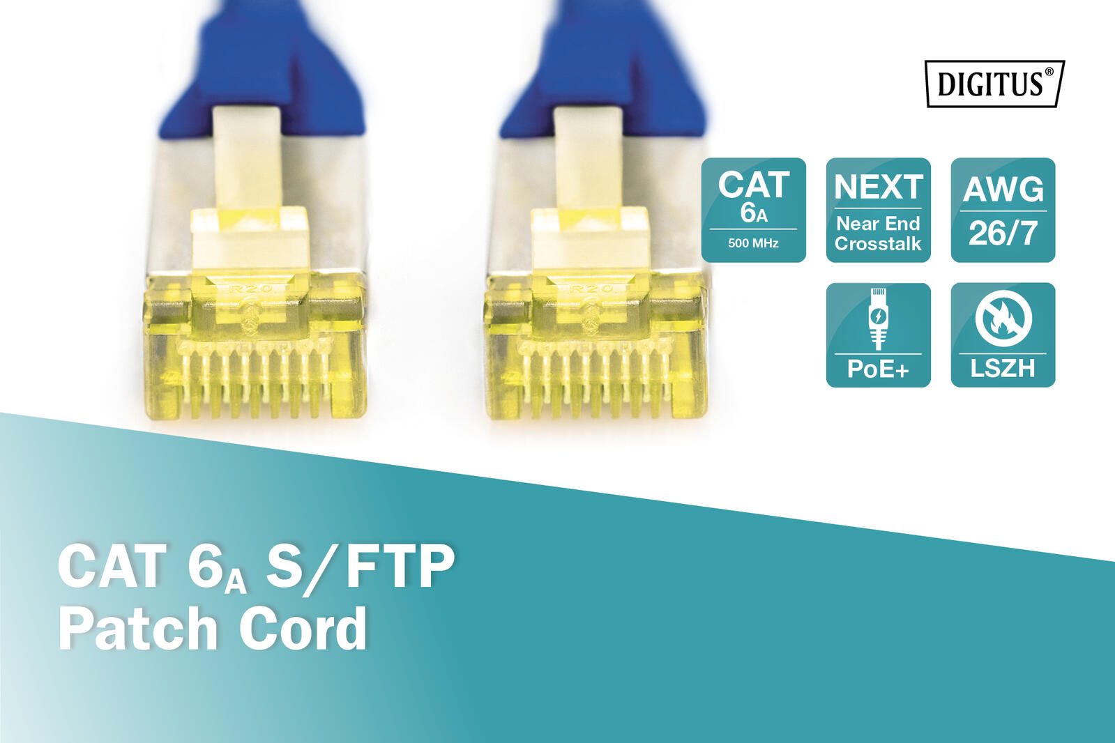 DIGITUS Patch-Kabel RJ-45 (M) zu RJ-45 (M) 7m Kupfer S/FTP Cat 6a blau (DK-1644-A-070/B)