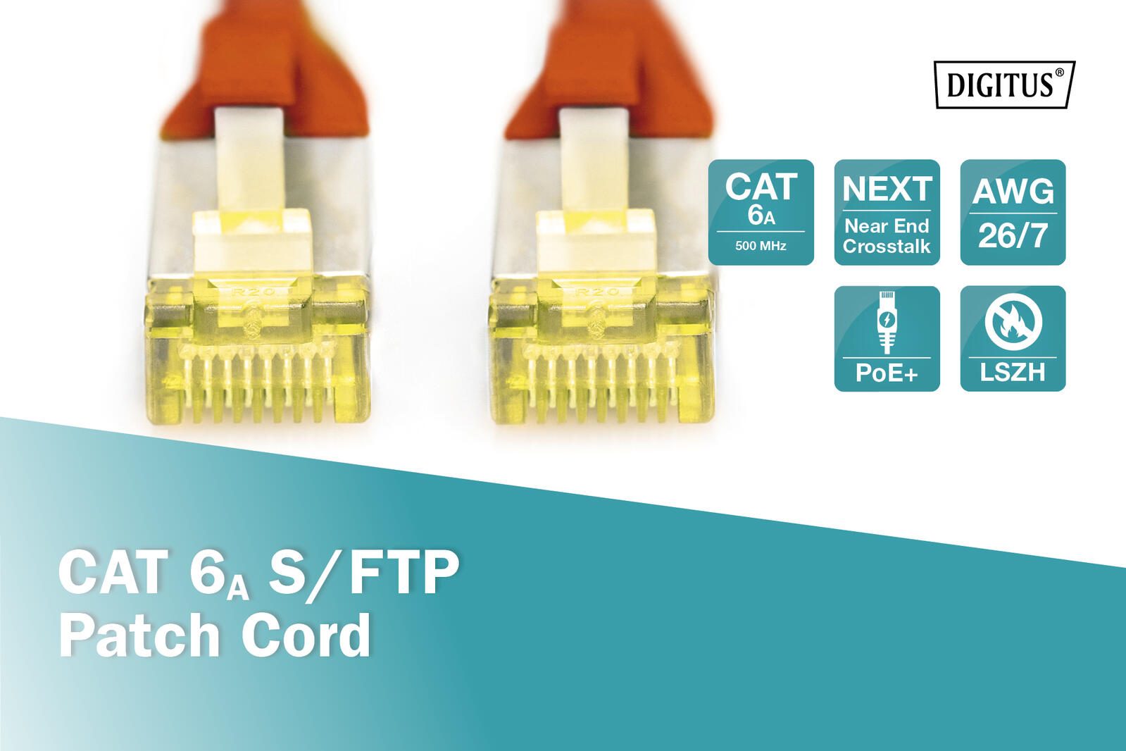 DIGITUS Patch-Kabel RJ-45 (M) zu RJ-45 (M) 7m Kupfer S/FTP Cat 6a rot (DK-1644-A-070/R)