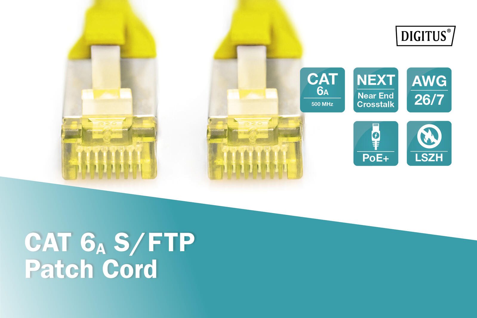 DIGITUS Patch-Kabel RJ-45 (M) zu RJ-45 (M) 7m Kupfer S/FTP Cat 6a gelb (DK-1644-A-070/Y)