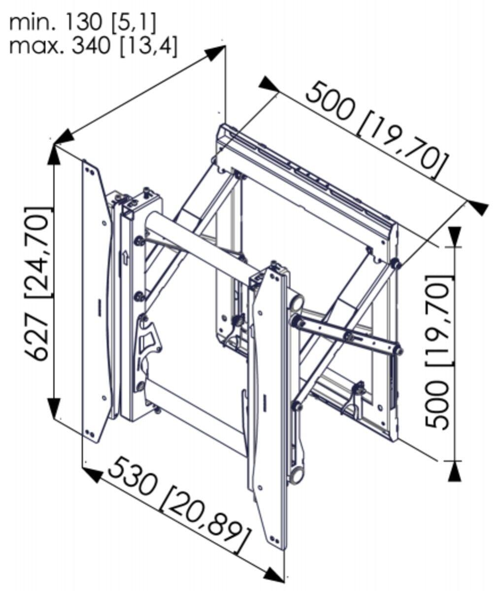 Vogel's PFW 6875 Pop-out-Videowandmodul für 94-165 cm (37-65") drehbar, max. 72 kg, Vesa max. 600 x 400, schwarz