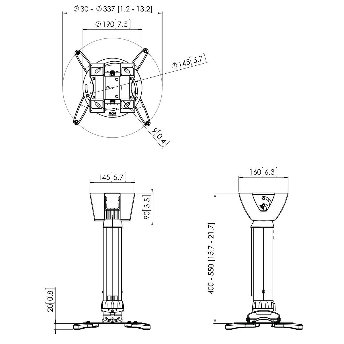 Vogel's PPC 1540 Projektor-Deckenhalterung für 30-337mm (1,2-13,2")