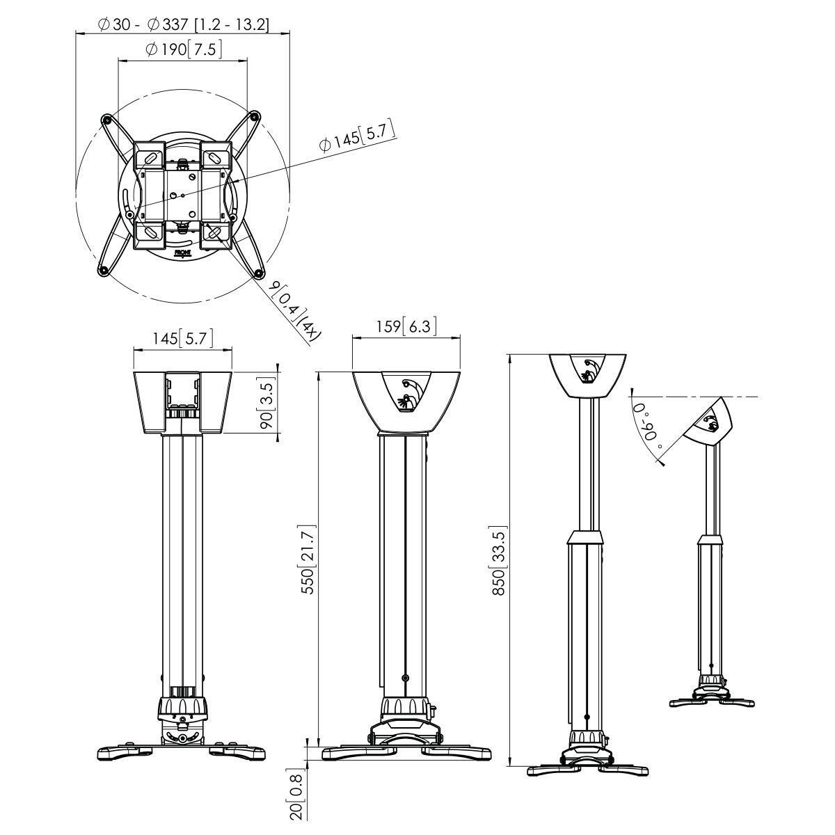 Vogel's PPC 1555 Projektor-Deckenhalterung für 30-337mm Durchmesser