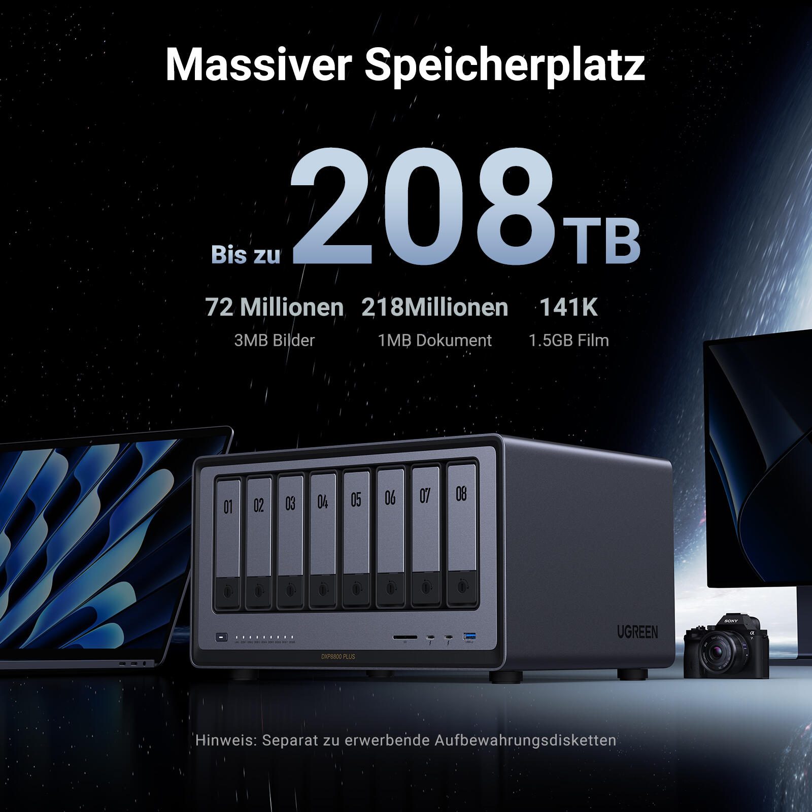 Ugreen NASync DXP8800 Plus NAS, Desktop Intel® Core™ i5 i5-1235U 8 GB DDR5 (35127)