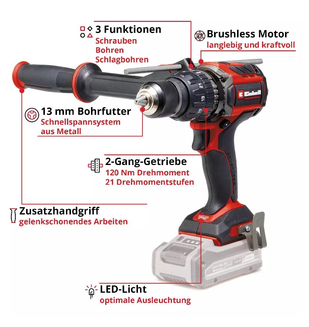 Einhell Akku-Schlagbohrschrauber TPCD 18/120 Lii BL Solo (4514310)