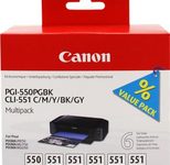 Canon Original PGI-550/CLI-551 Druckerpatronen 6er-Multipack - PGBK/GY/C/M/Y/BK