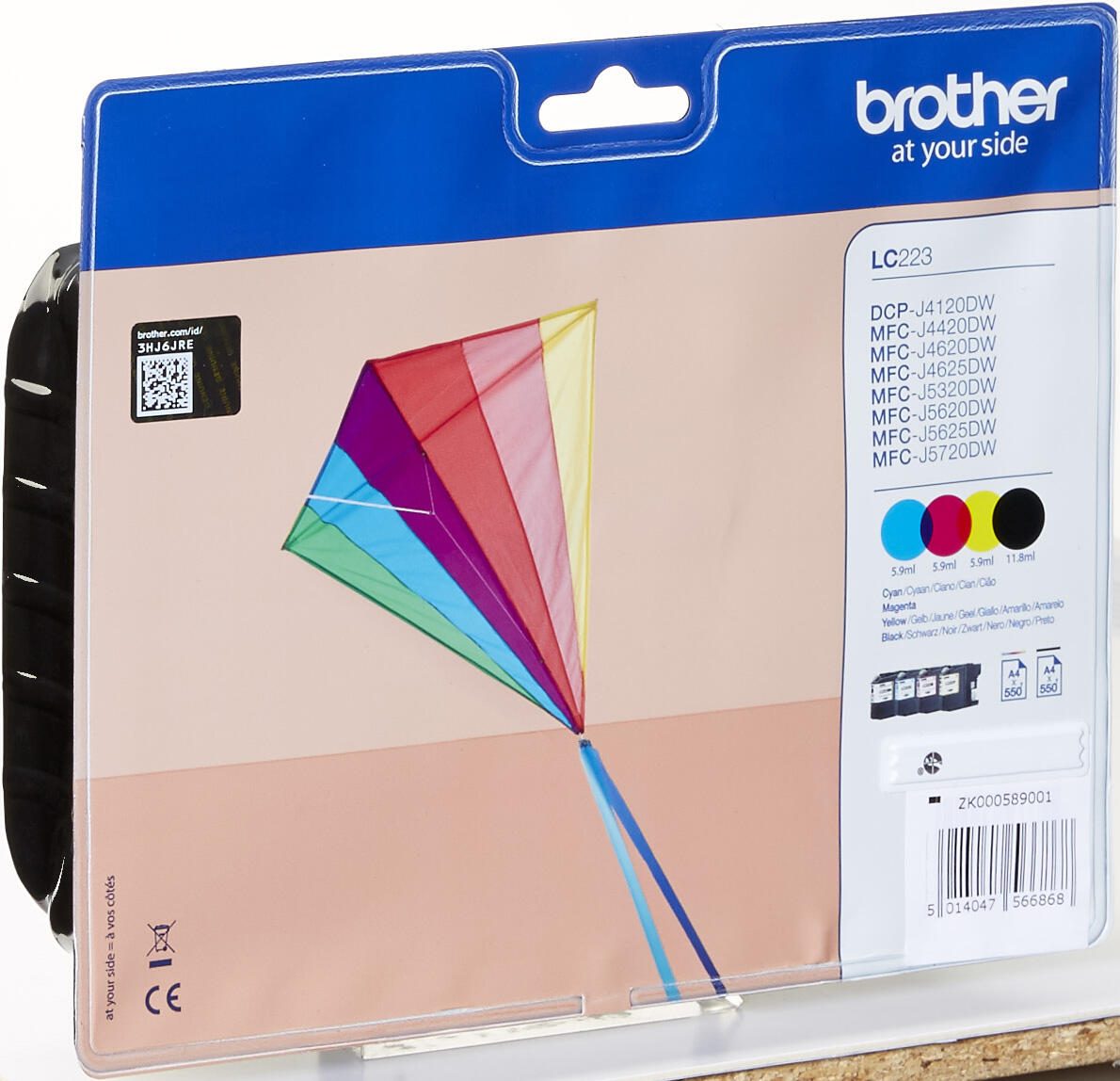 Brother Original LC-223 Tintepatronen 4er Multipack BK/C/M/Y mit Diebstahlsicherung (LC223VALBPDR)