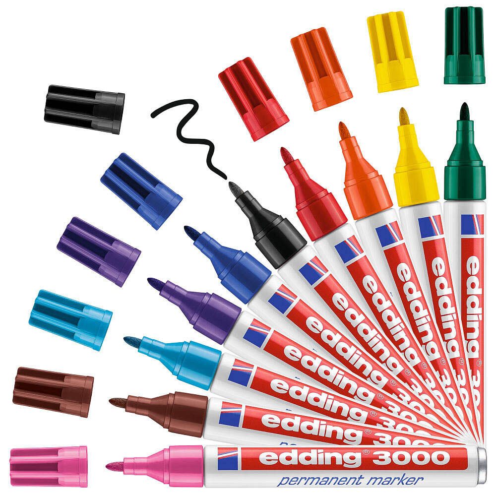 edding 3000 Permanentmarker farbsortiert 1,5 - 3,0 mm - 10 Stück
