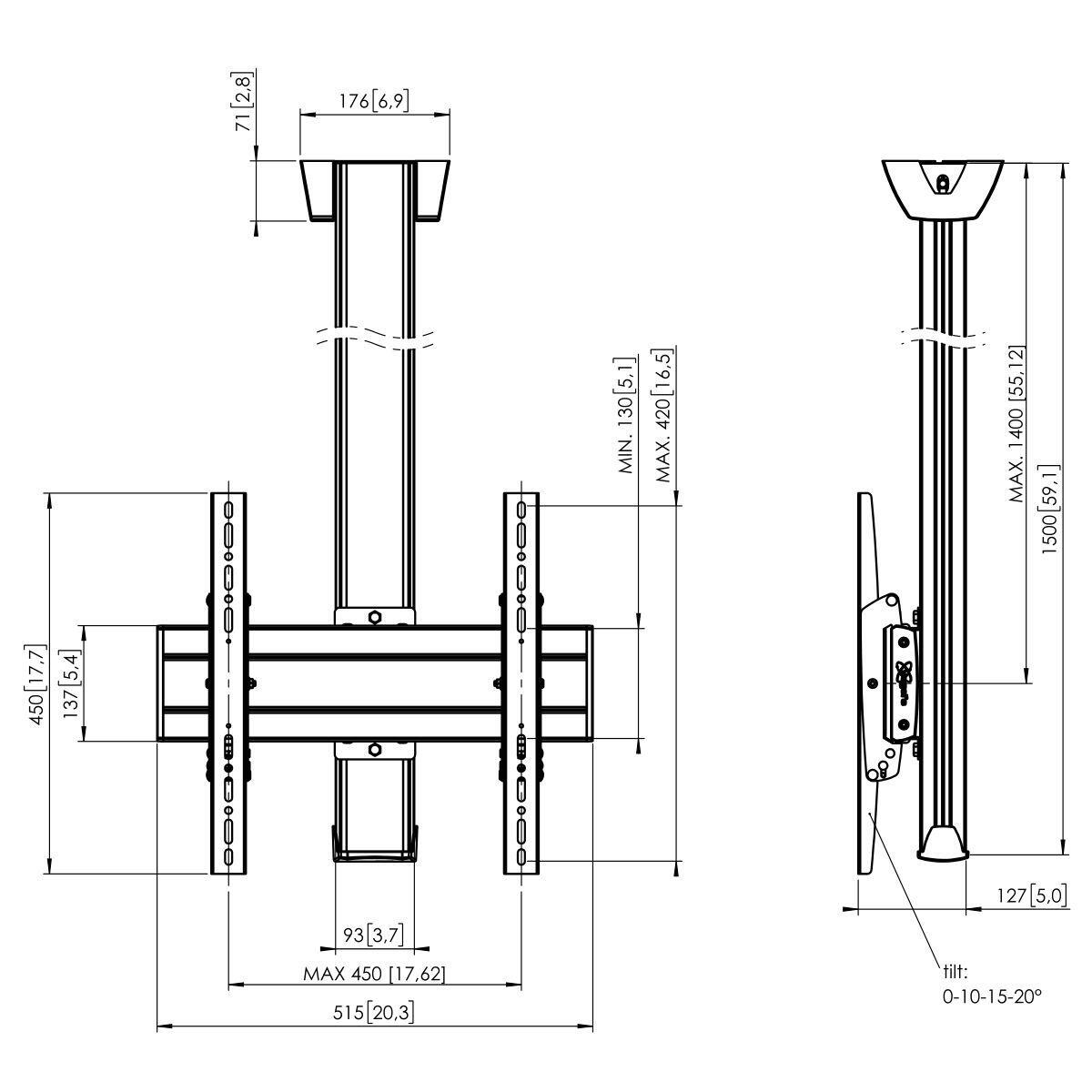 Vogel's C1544 TV-Deckenhalterung bis 165 cm (65")