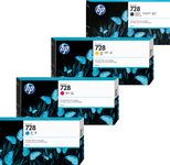 HP Original 728 Druckerpatronen - 4er Multipack (F9K17A, F9K16A, F9K15A, F9J68A)