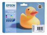 Epson Original T0556 Druckerpatronen MultiPack schwarz cyan magenta gelb (C13T05564010)