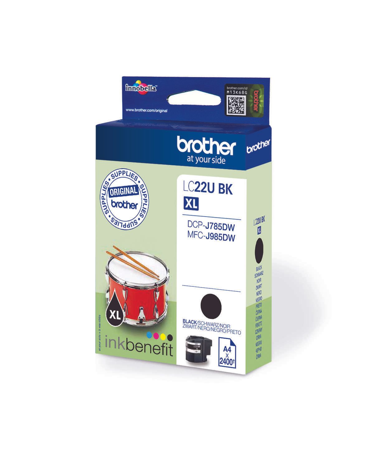 Brother Original LC-22UBK Druckerpatrone schwarz 2.400 Seiten (LC22UBK)