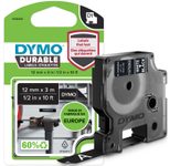 DYMO® Original D1-Schriftband "Hochleistung" für LabelManager™ 12mm x 3m - Polyester, permanent haftend -  weiss auf schwarz