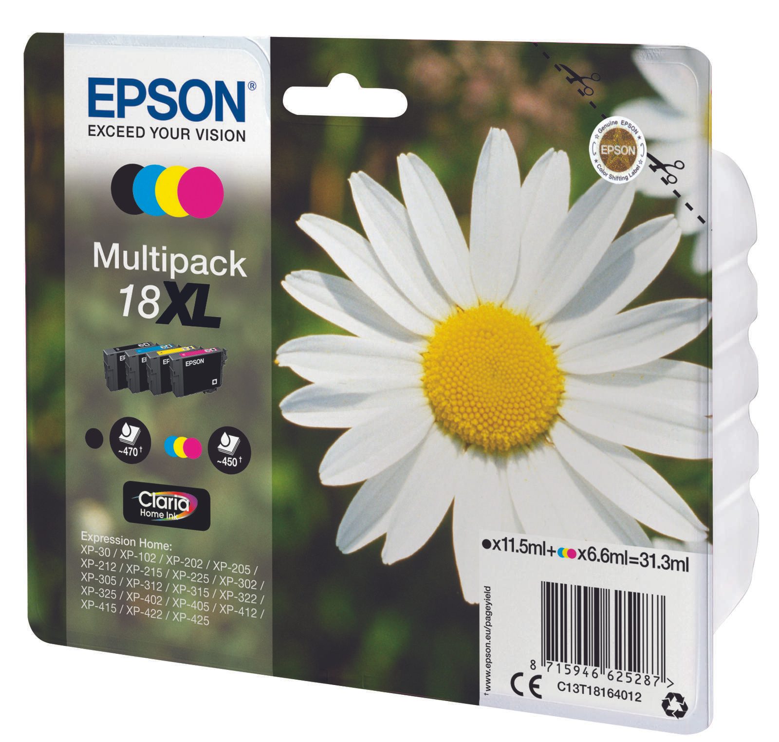 Epson Original 18 Gänseblümchen Druckerpatronen - 4er Multipack (C13T18164012)